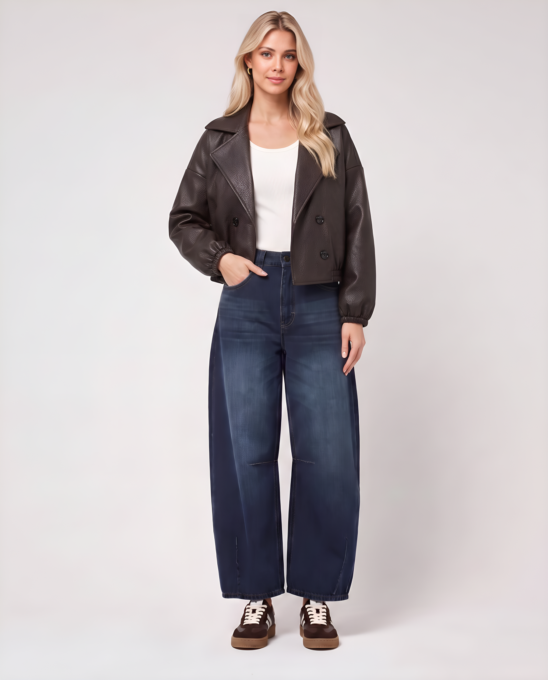 Kunstlederjacke mit Reverskragen