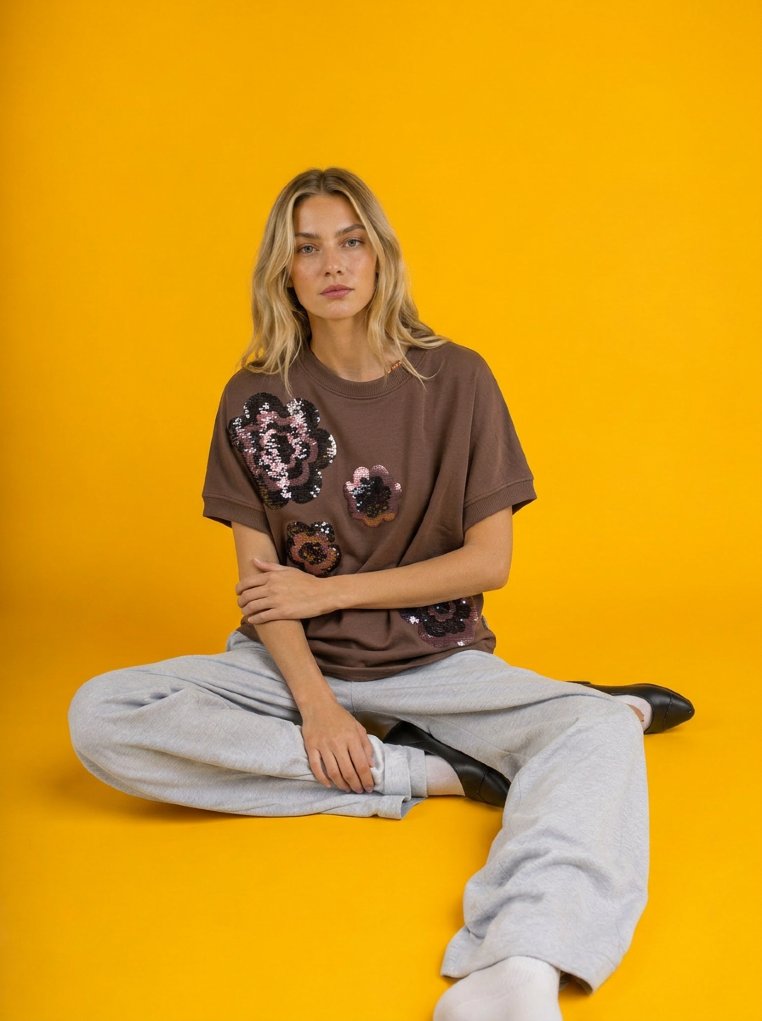 T-Shirt mit Pailletten