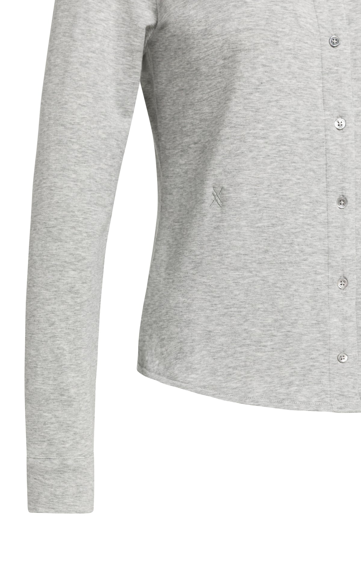 Melierte Jersey-Bluse mit Kragen