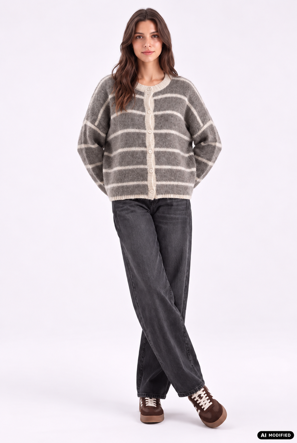 Strickjacke mit Streifen
