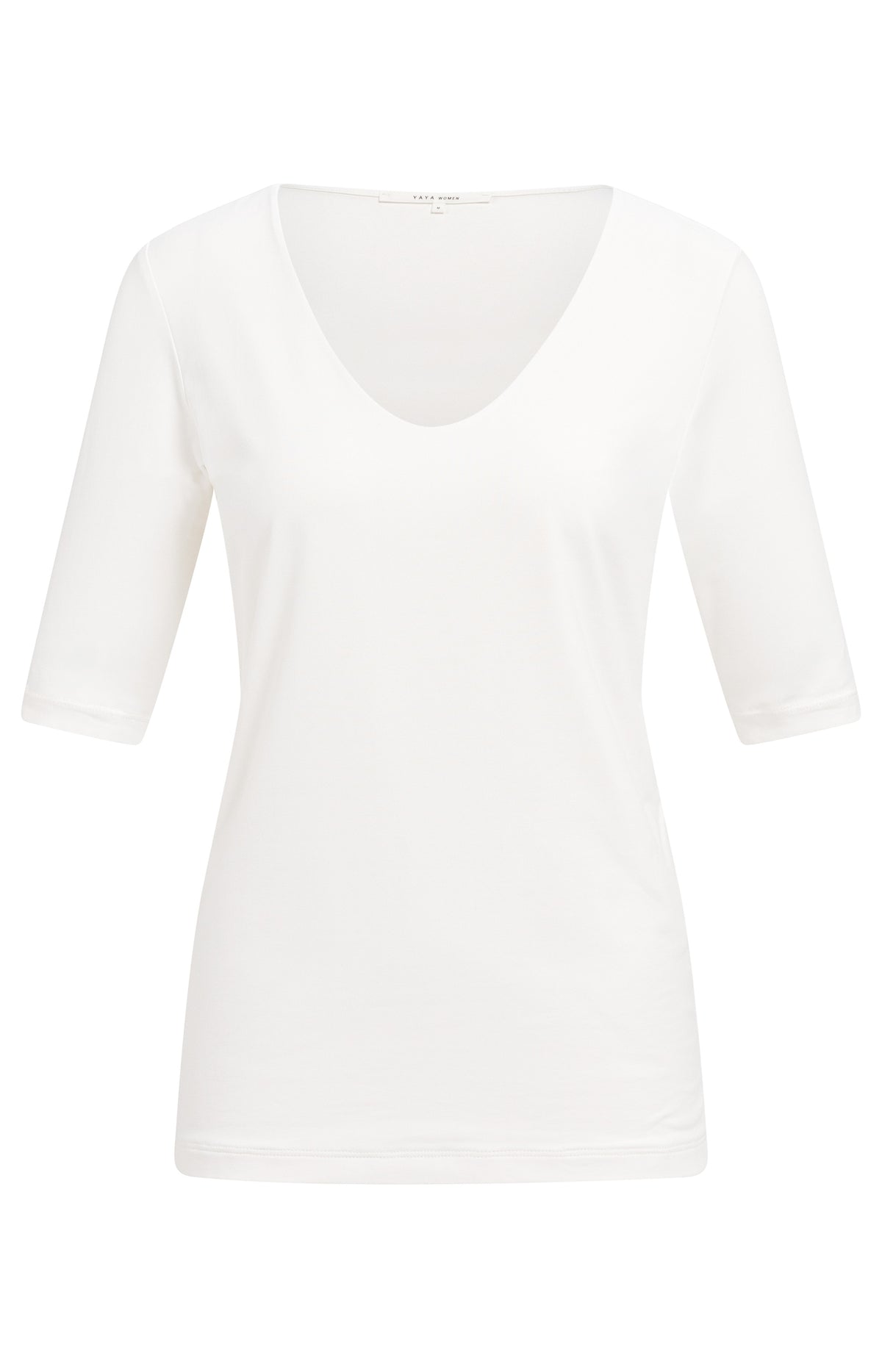 T-Shirt mit rundem V-Ausschnitt