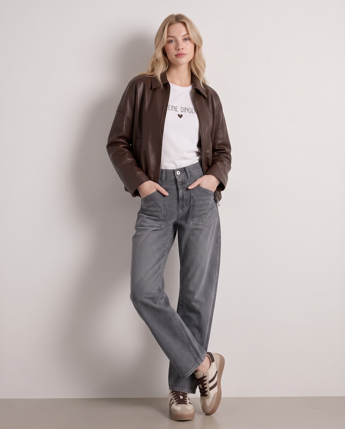 Kunstlederjacke mit Kentkragen