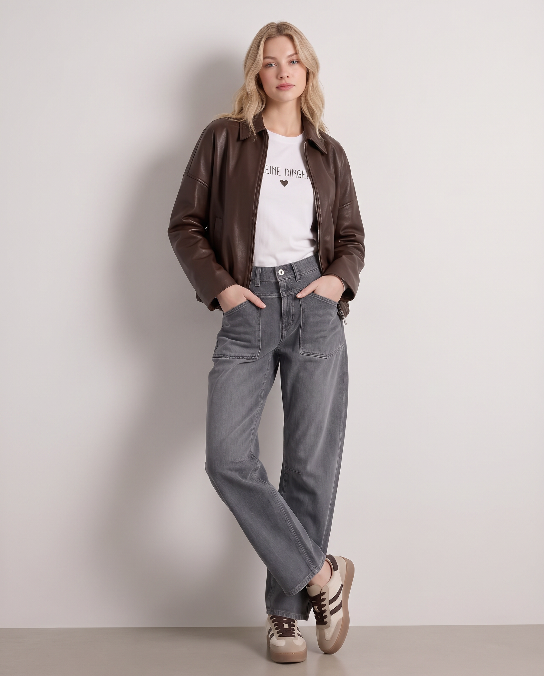 Kunstlederjacke mit Kentkragen