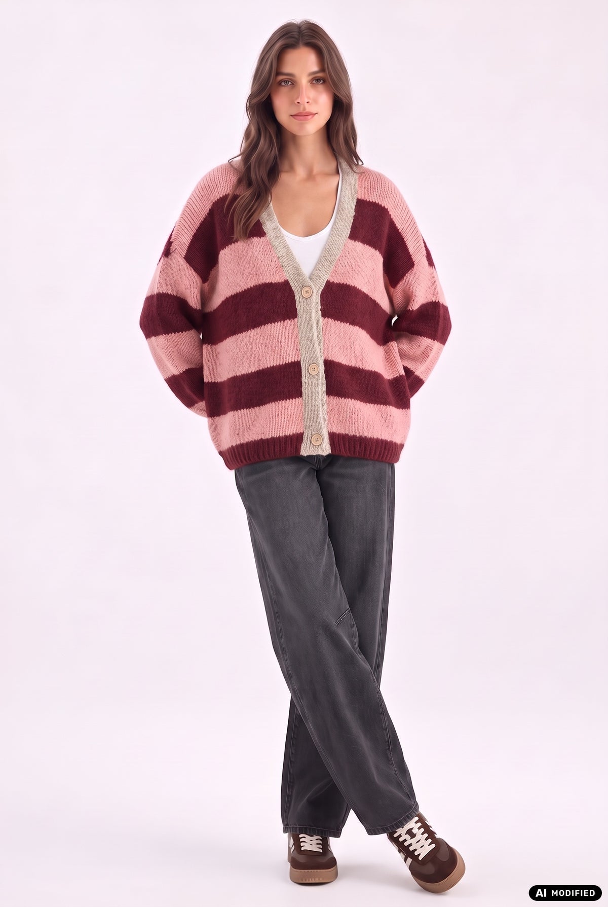 Strickjacke mit Blockstreifen