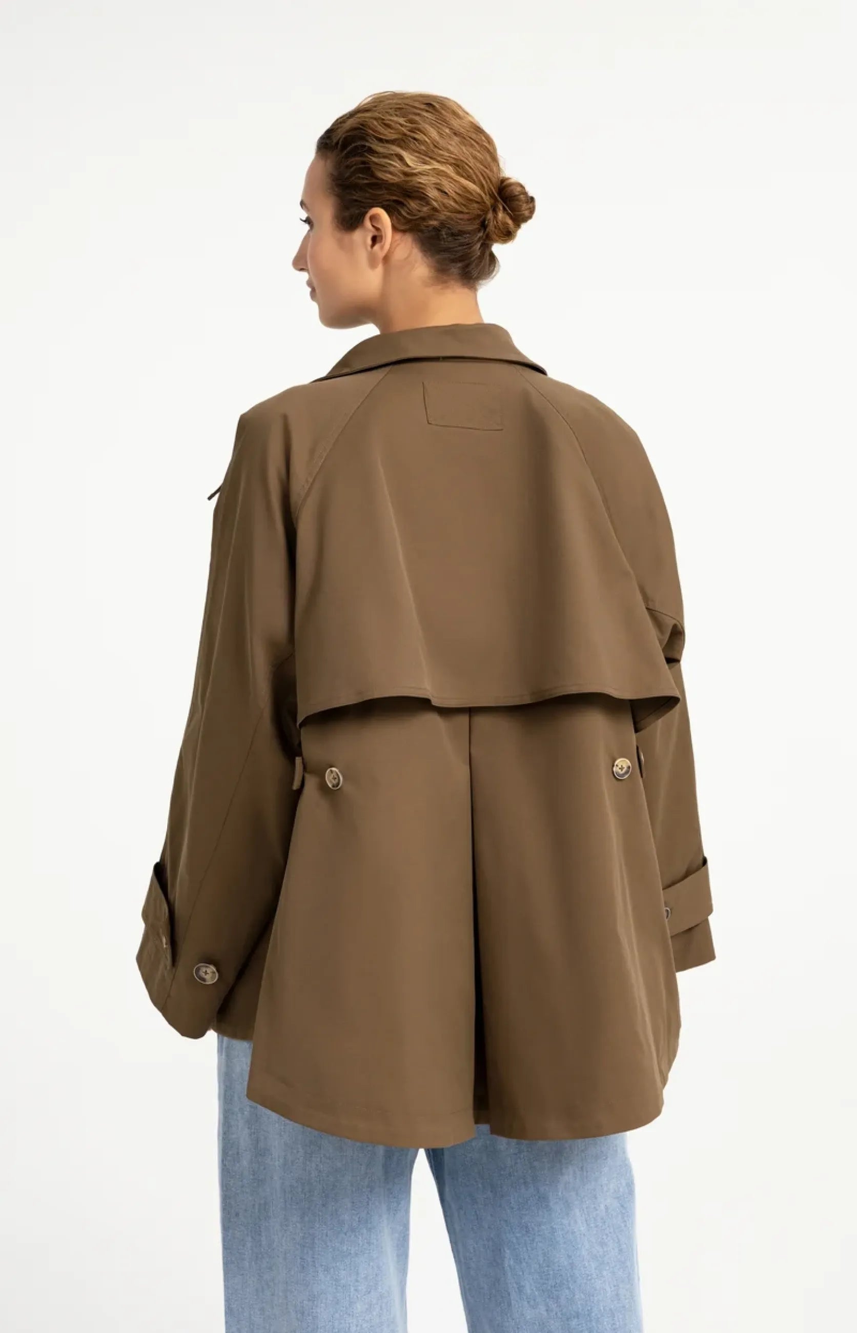 A-Linien-Trenchjacke mit Stehkragen