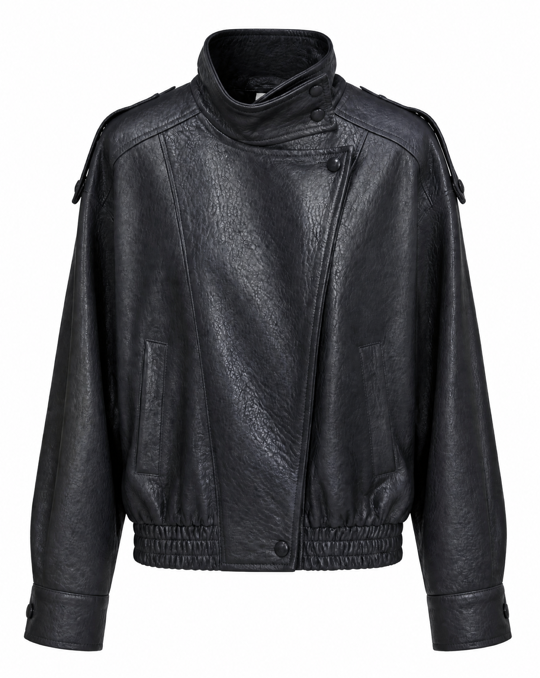 Kunstlederjacke mit Reverskragen