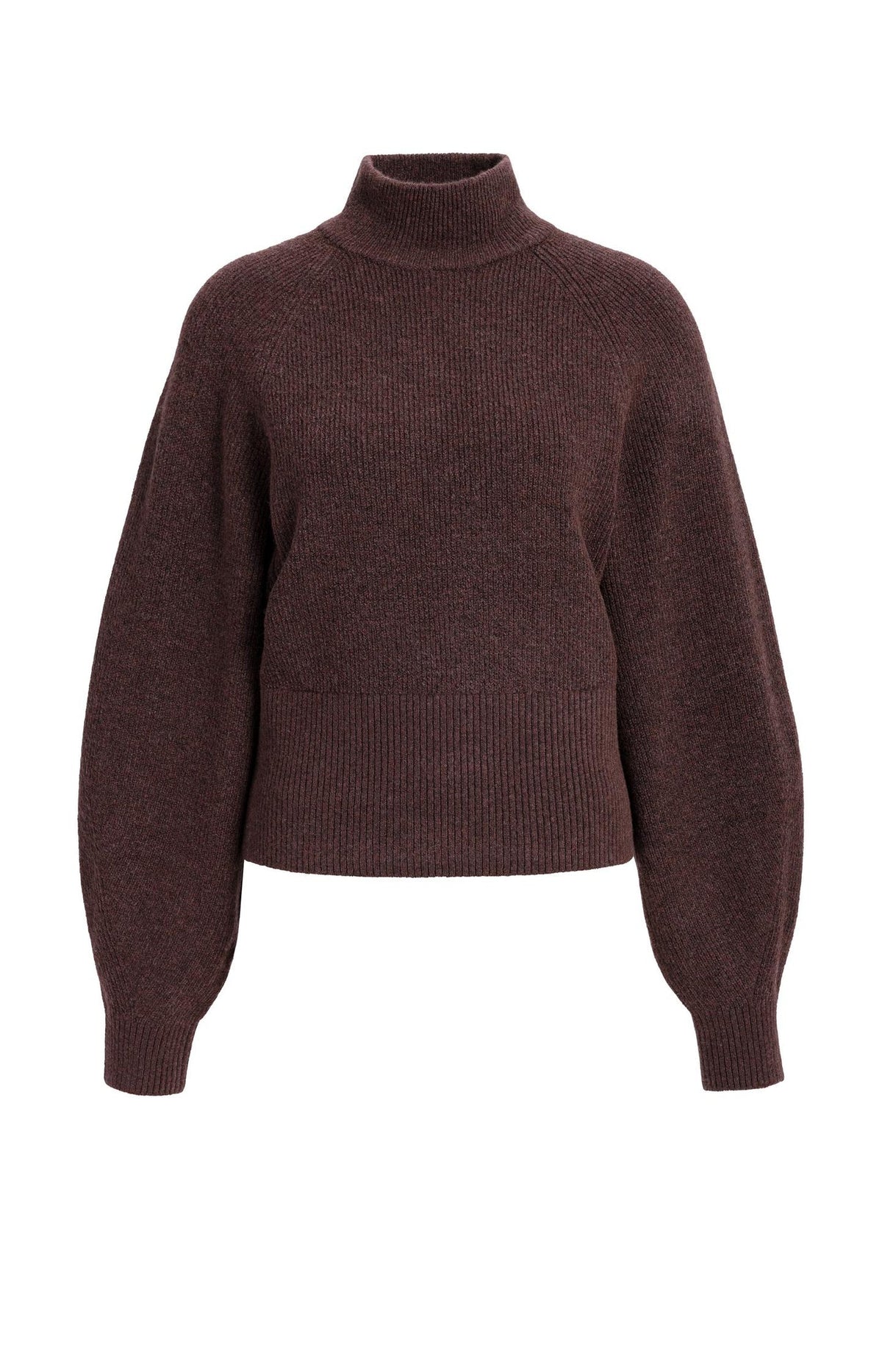 Gestrickter Rollkragenpullover mit Fledermausärmeln