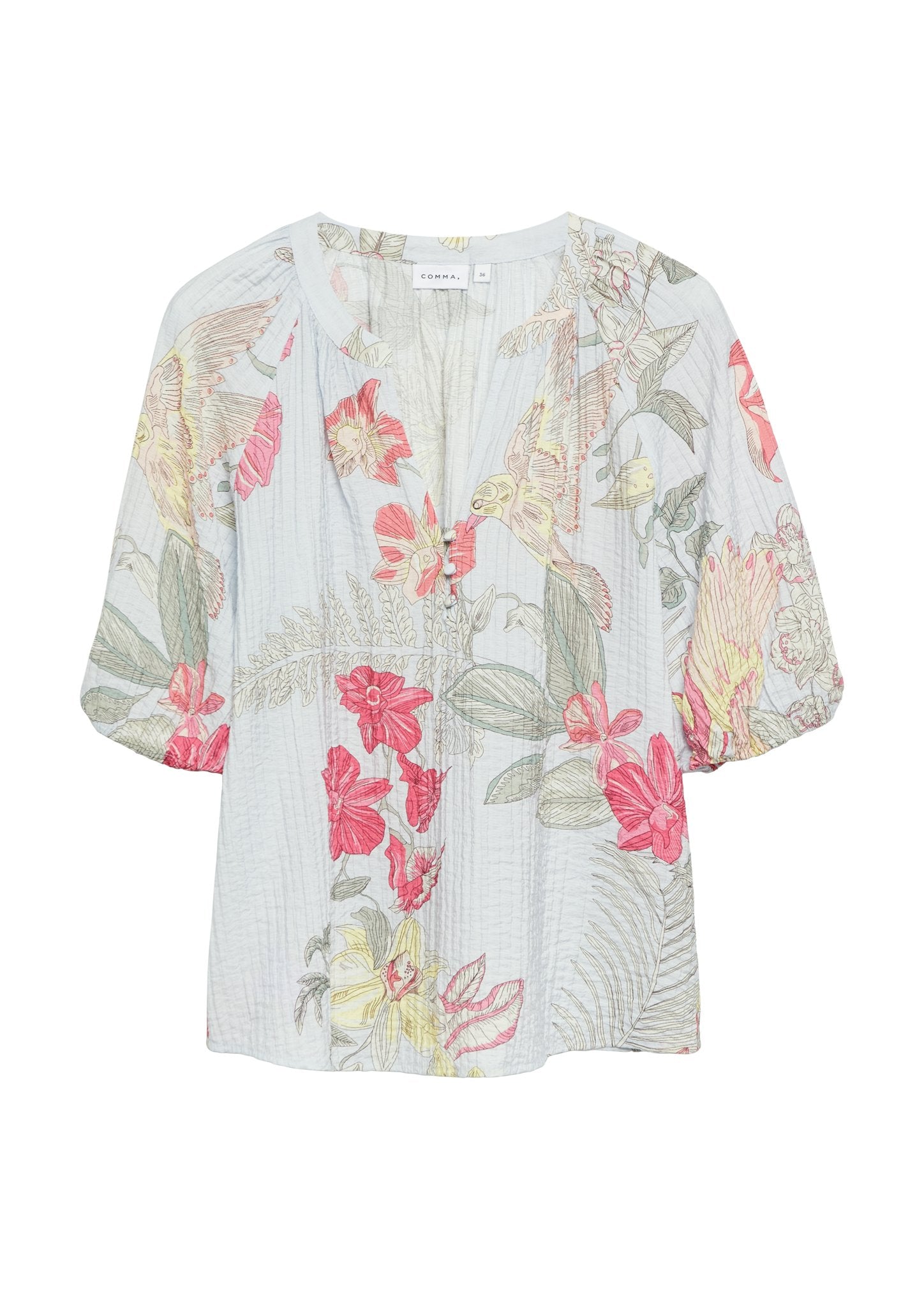 Tunika-Bluse mit floralem Print
