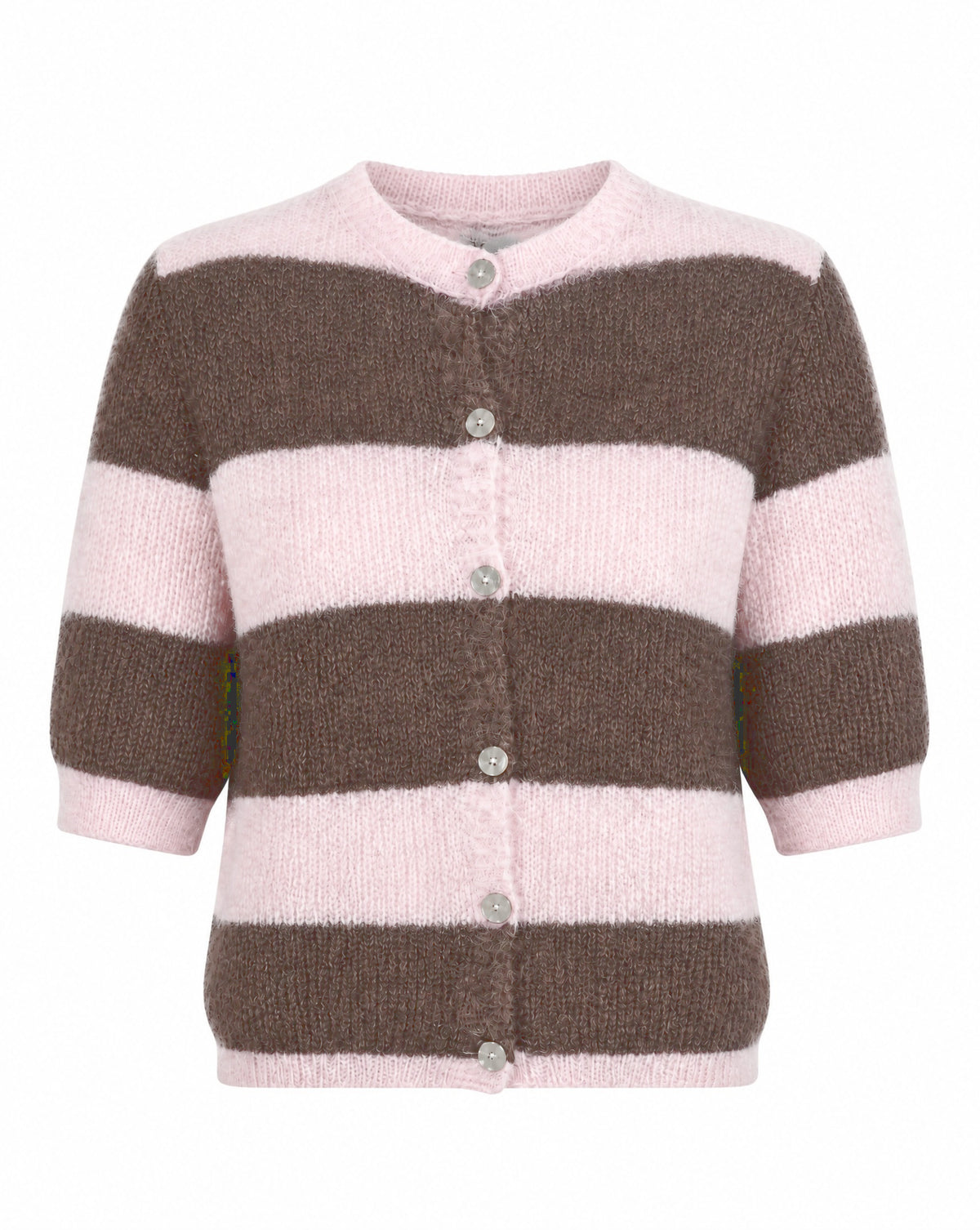 Kurzarm-Strickjacke mit Streifen