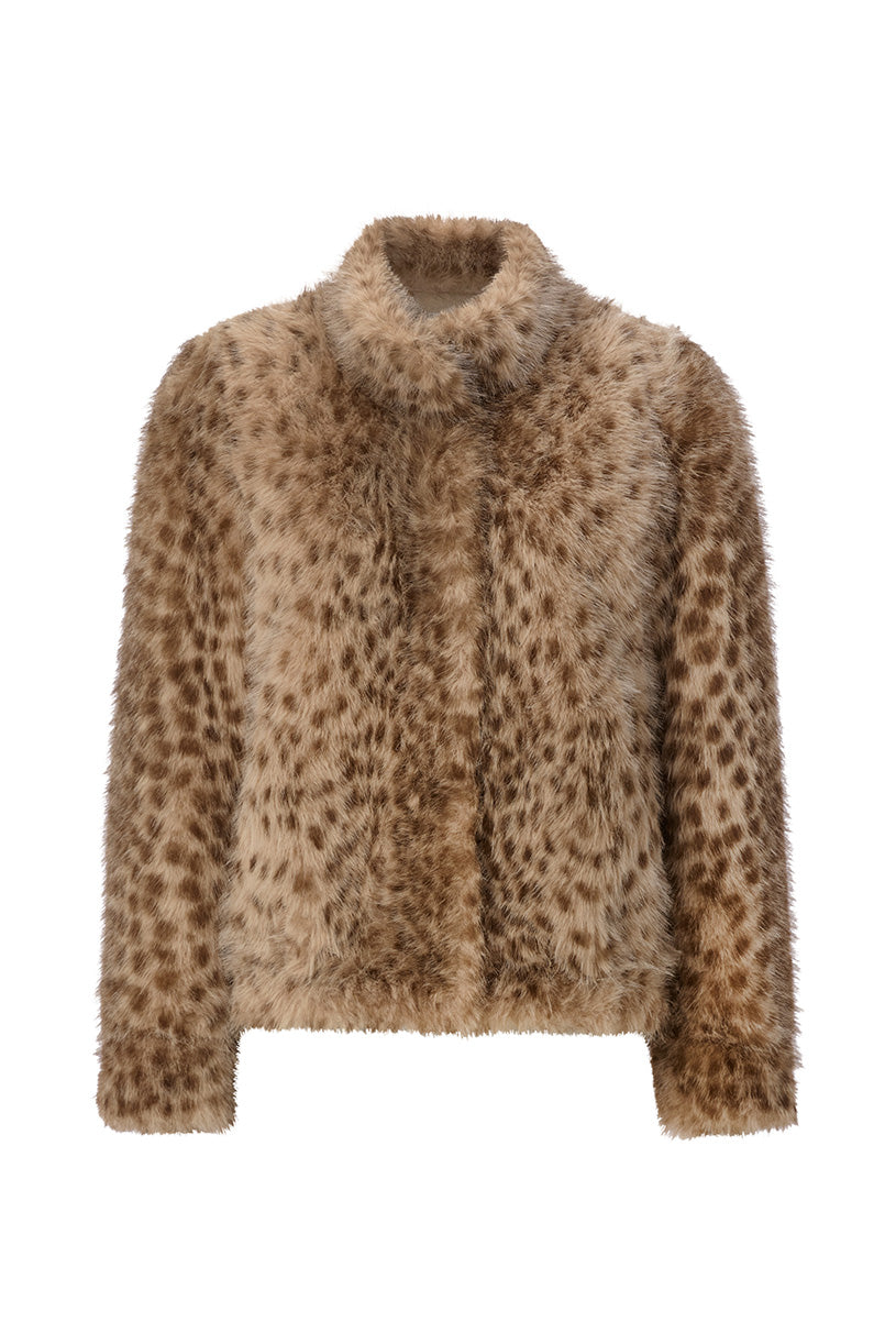 Kunstfelljacke mit Leoparden-Muster