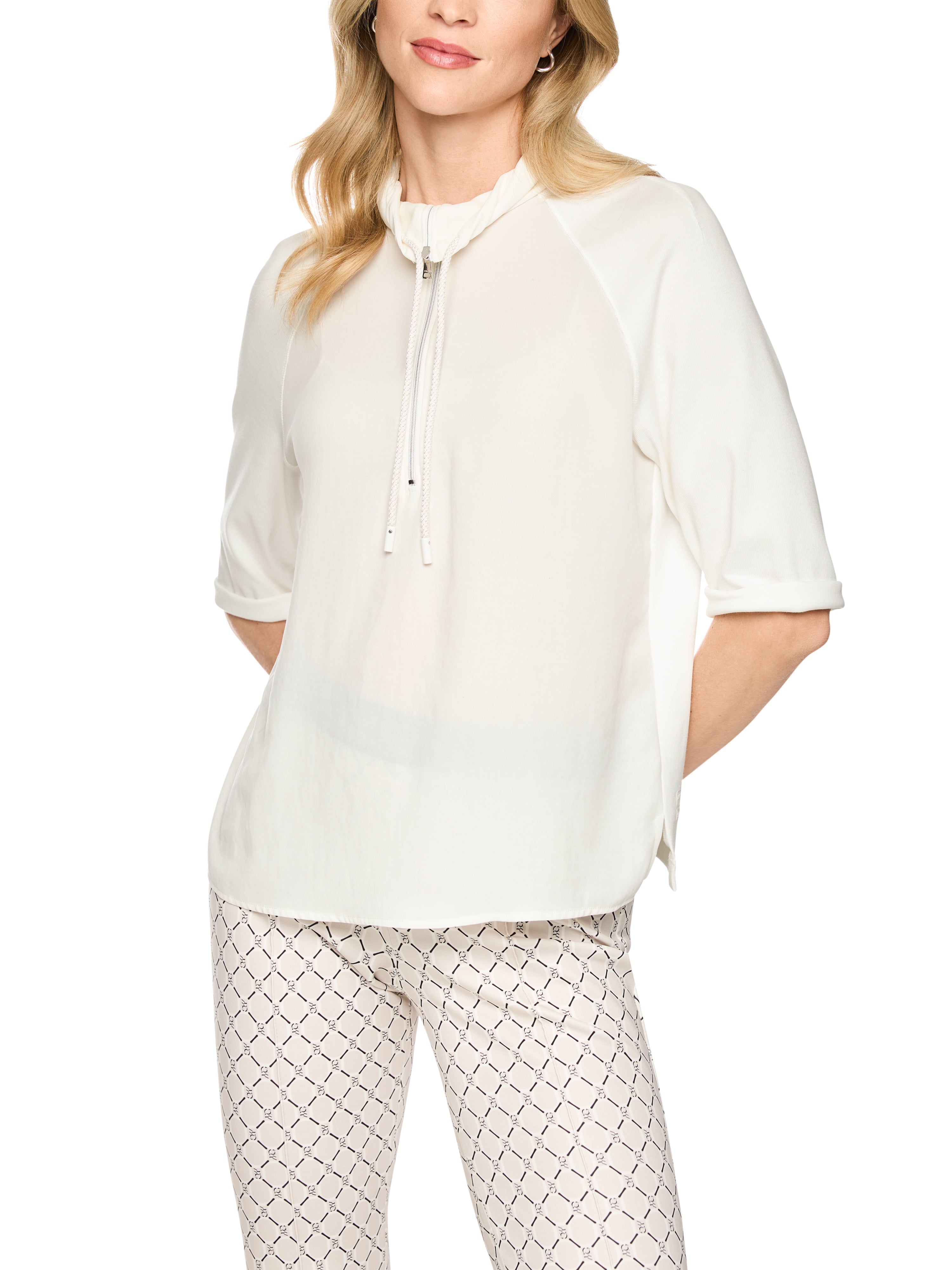 Troyer-Blusenshirt mit Feinripp