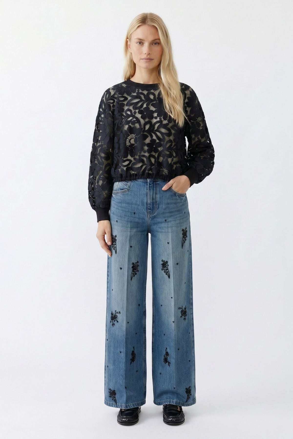 Sweatshirt mit Spitze