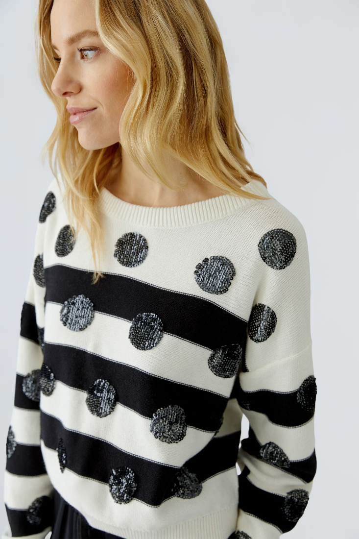 Strickpullover mit Paillettenpunkten
