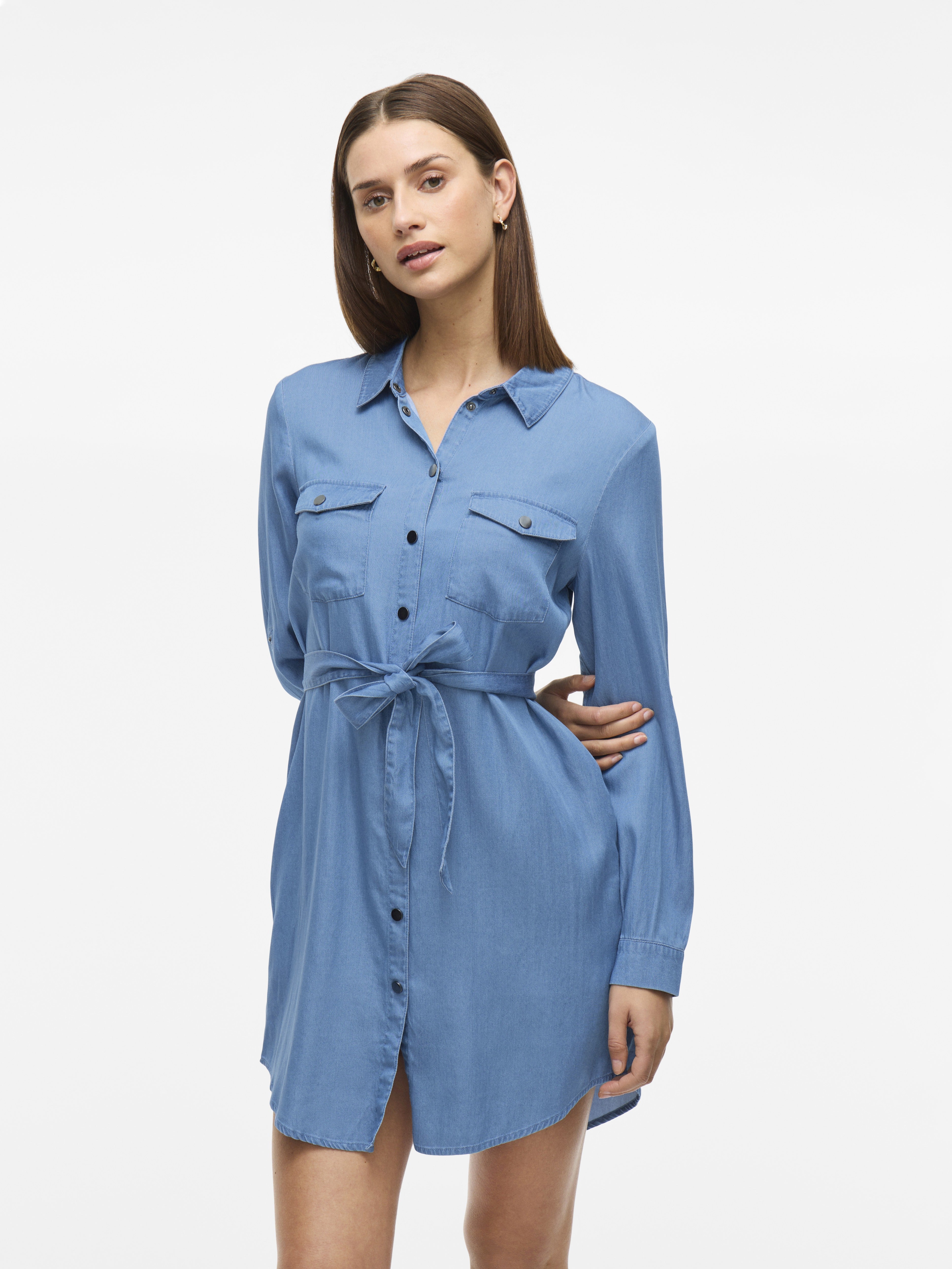 VILA Kleider Medium Blue Denim