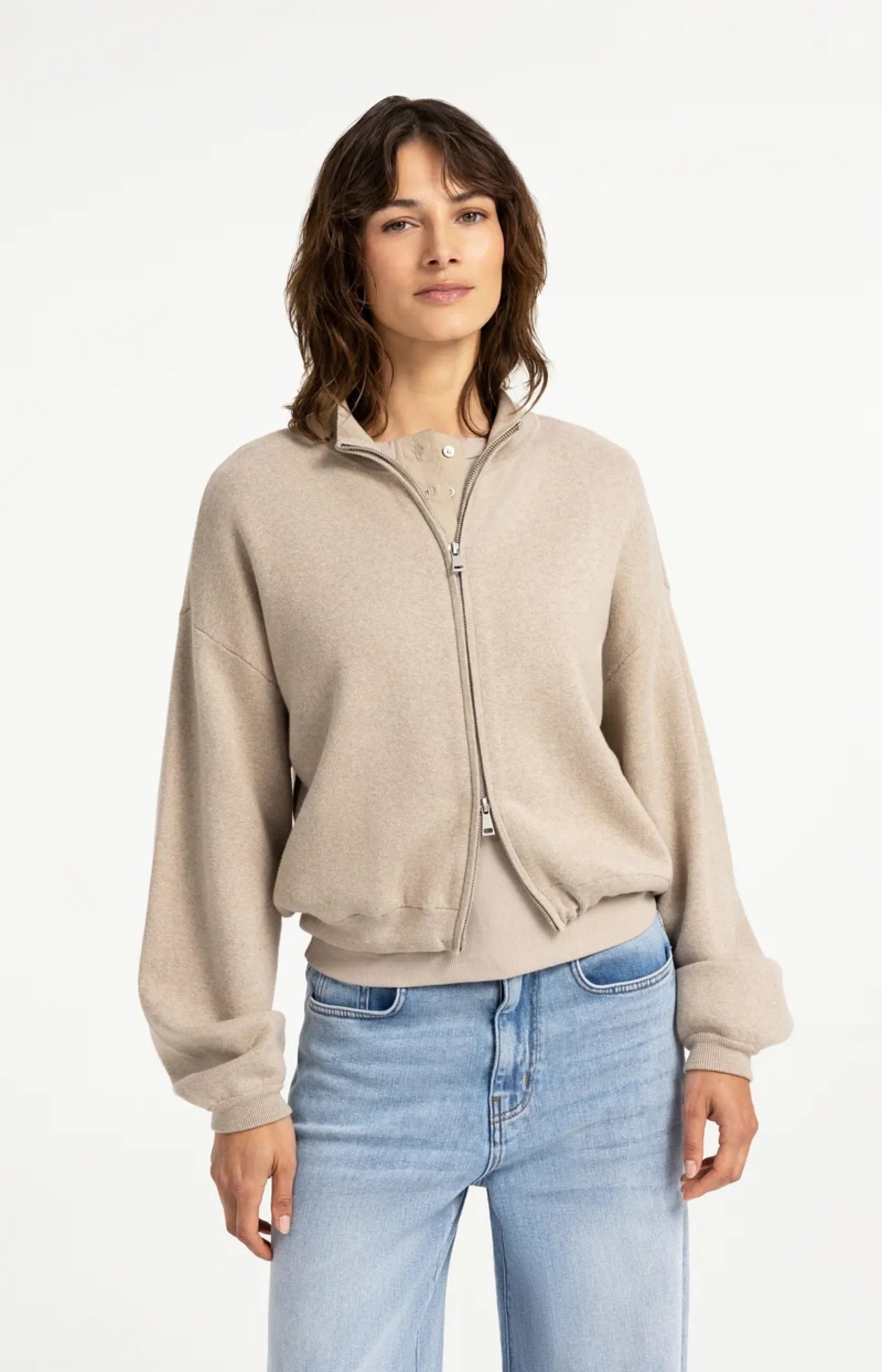 Strick-Cardigan mit Jacquardmuster und Reißverschluss