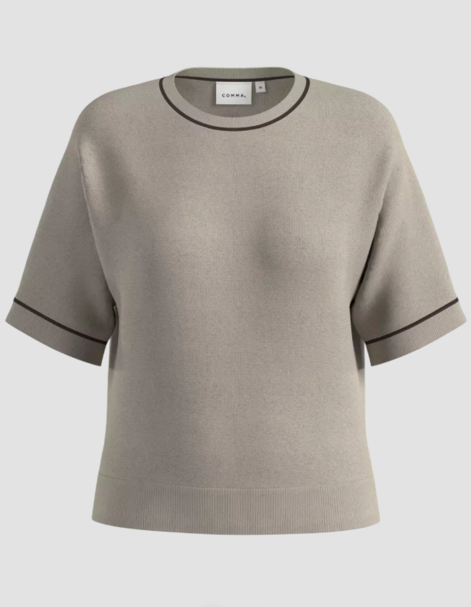 Kurzarm Strickpullover mit Kontrastblende