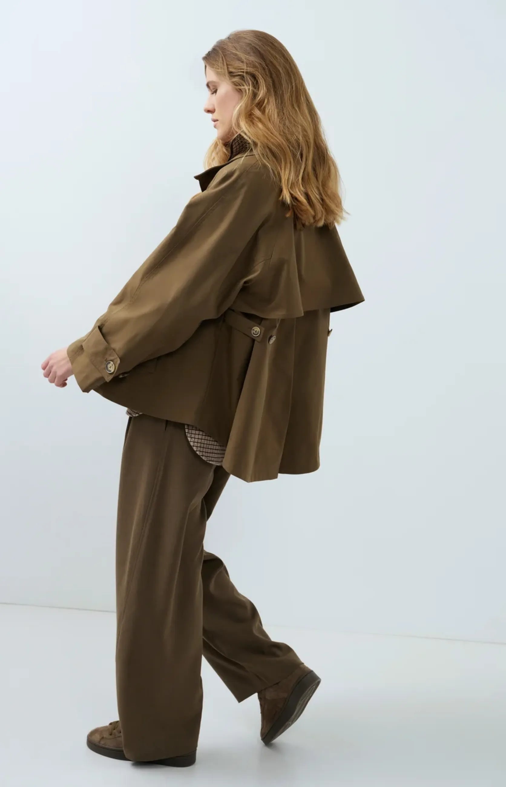 A-Linien-Trenchjacke mit Stehkragen