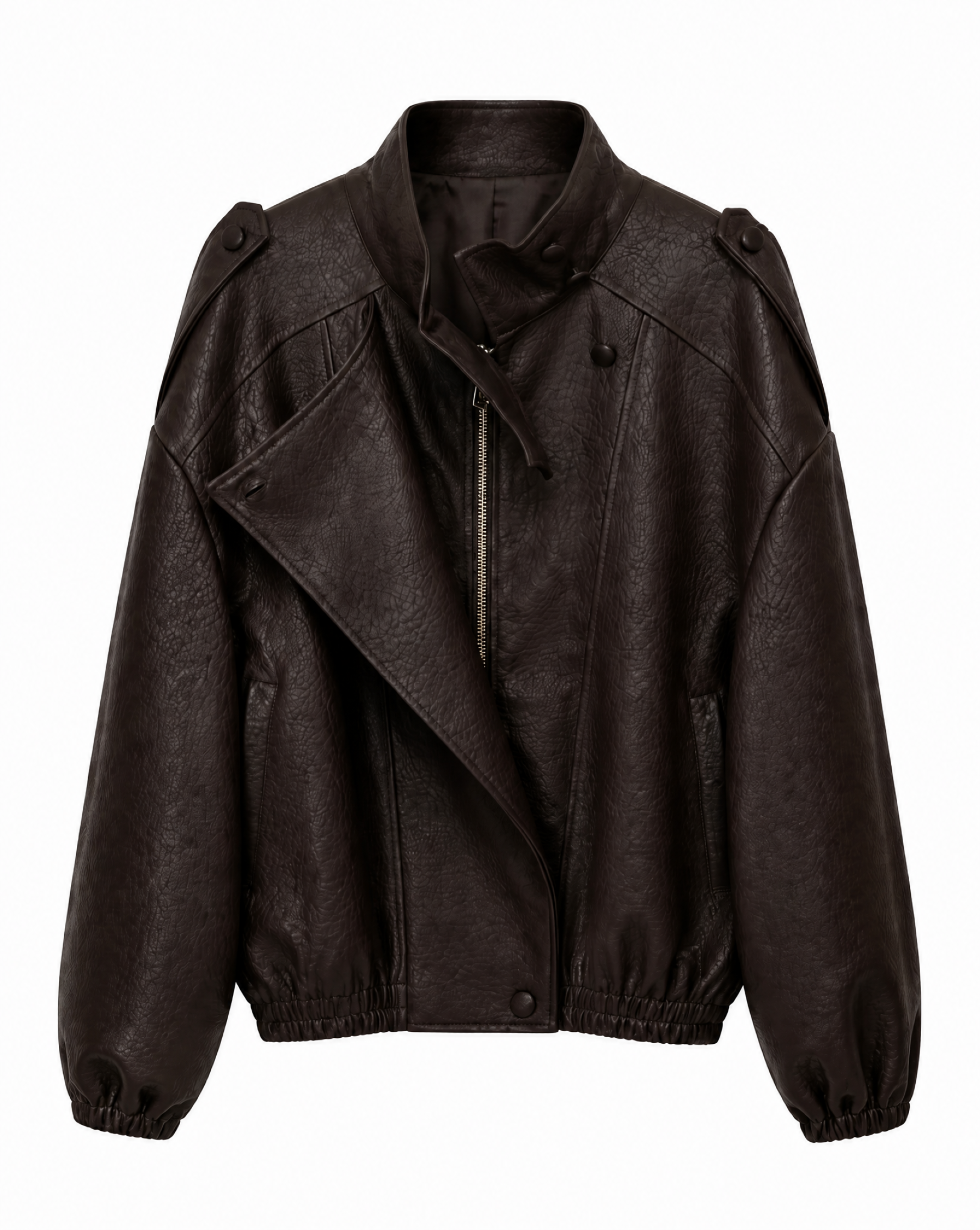 Kunstlederjacke mit Reverskragen