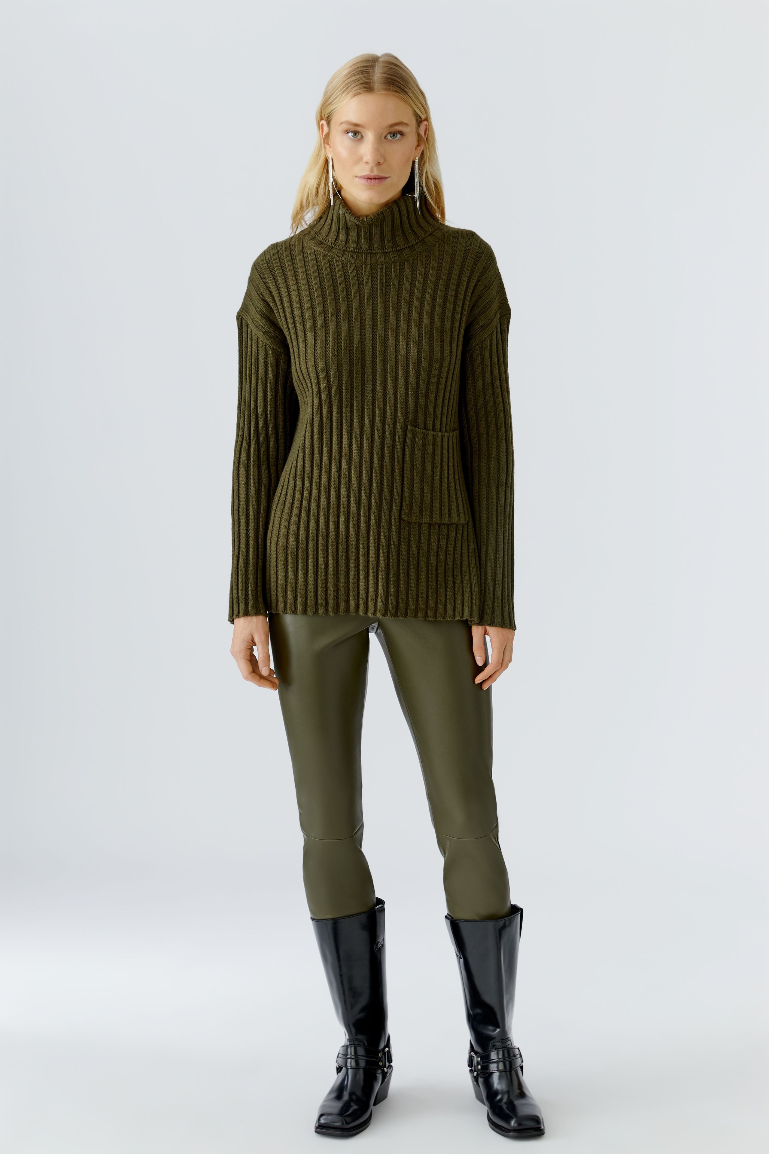 Oui Strickpullover Khaki