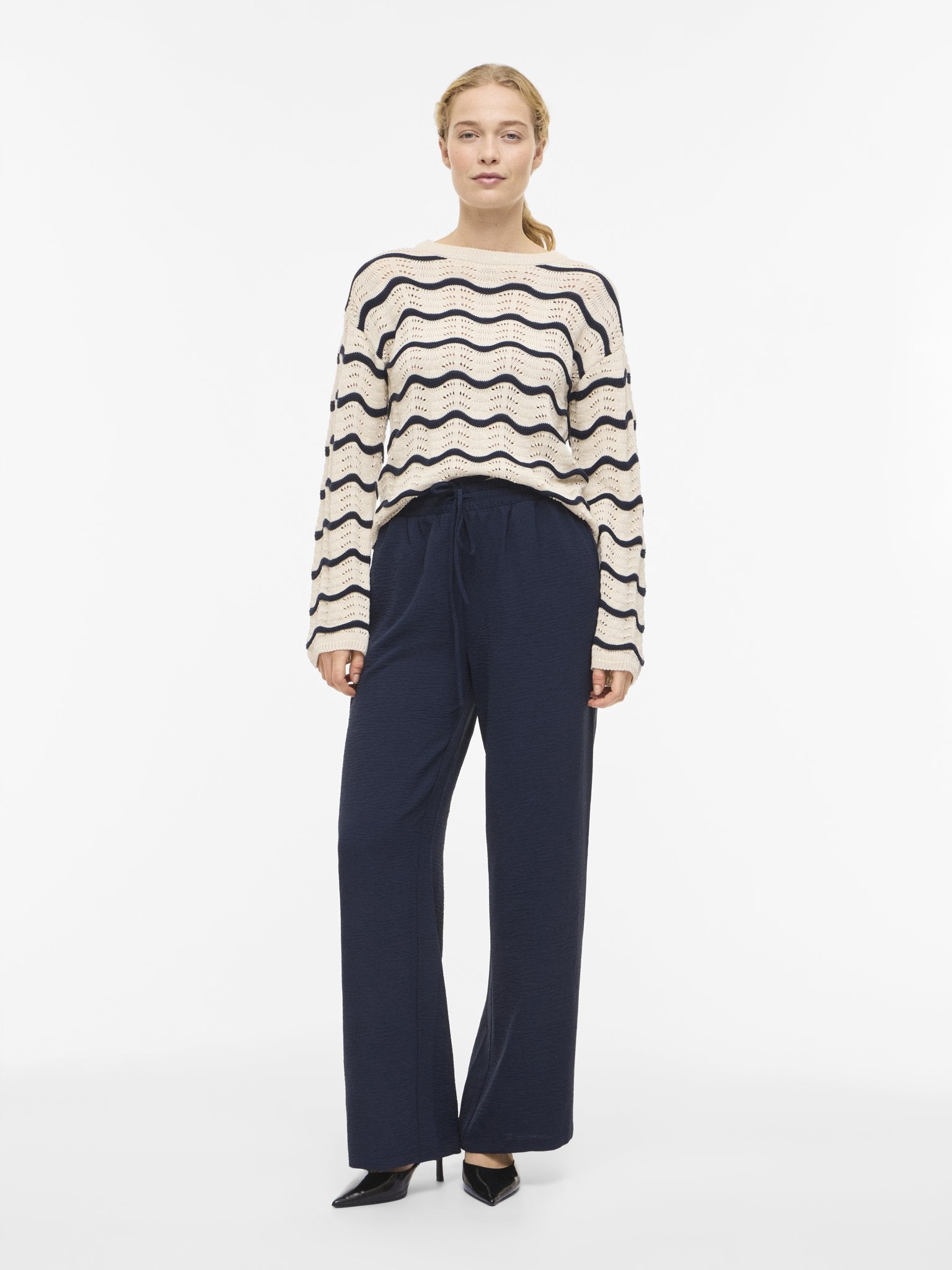 VILA Strickpullover Birch/Birch Lace