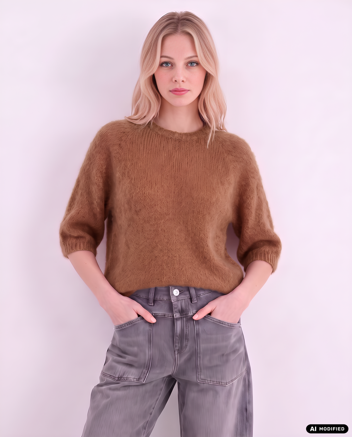 Strickpullover mit Kurzarm