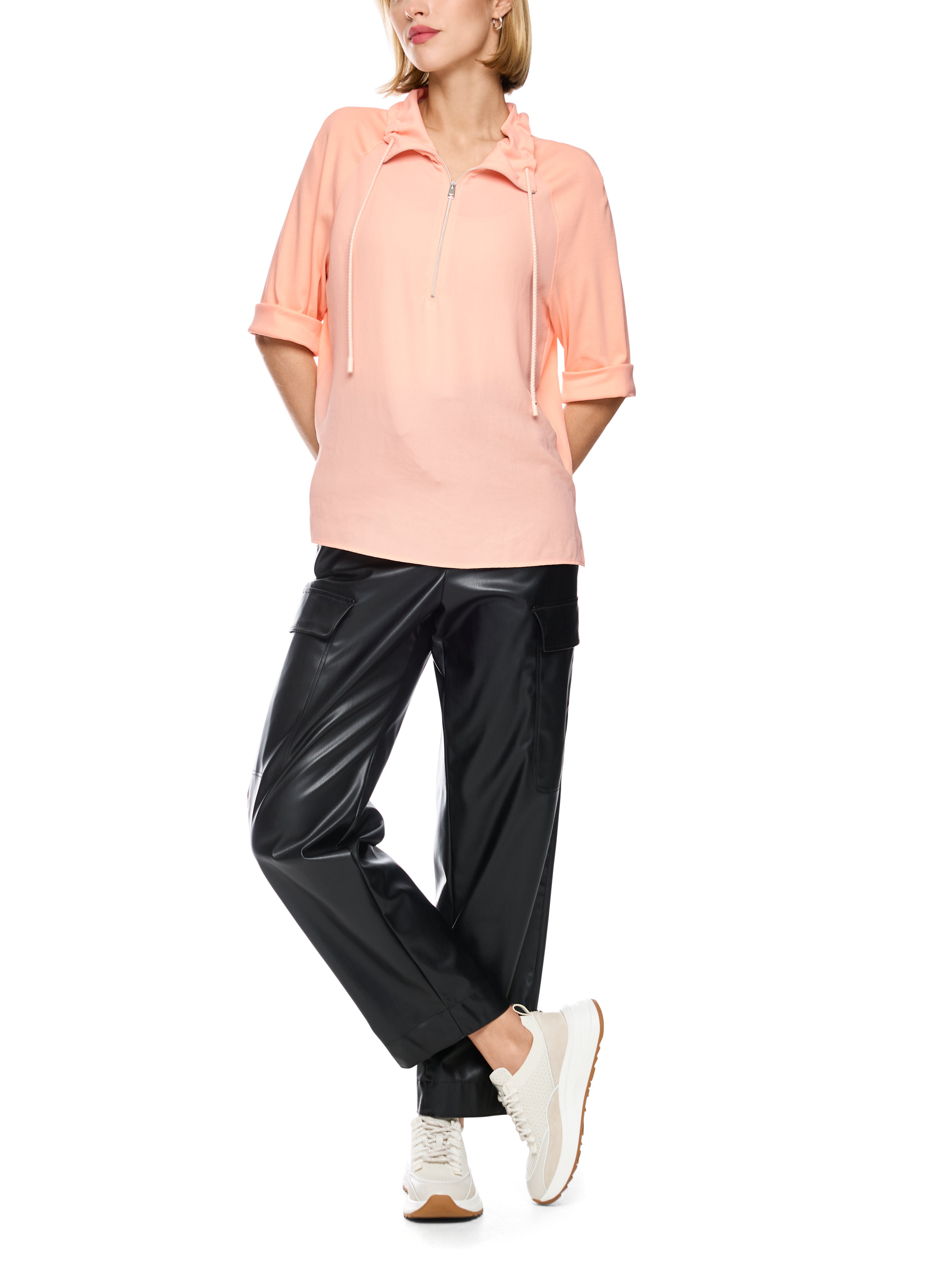 Troyer-Blusenshirt mit Feinripp