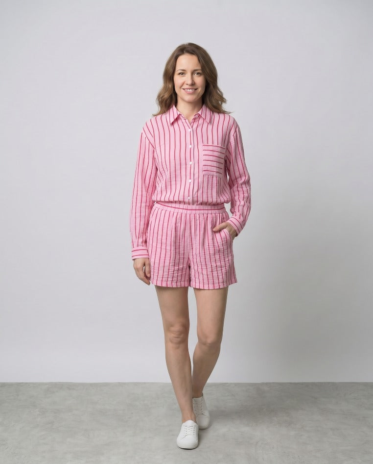 Gestreifte Musselin Shorts