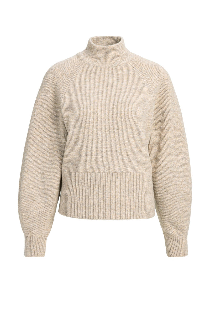 Gestrickter Rollkragenpullover mit Fledermausärmeln