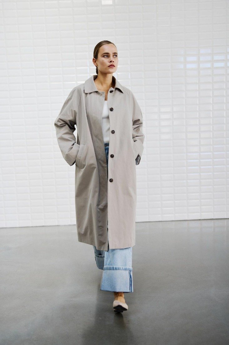 WithBlack Trenchcoats Grey Sand