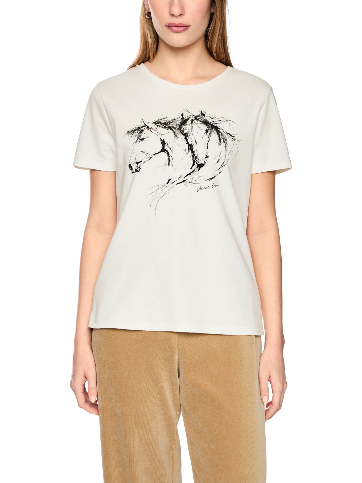 Baumwoll-Shirt mit Pferde-Motiv