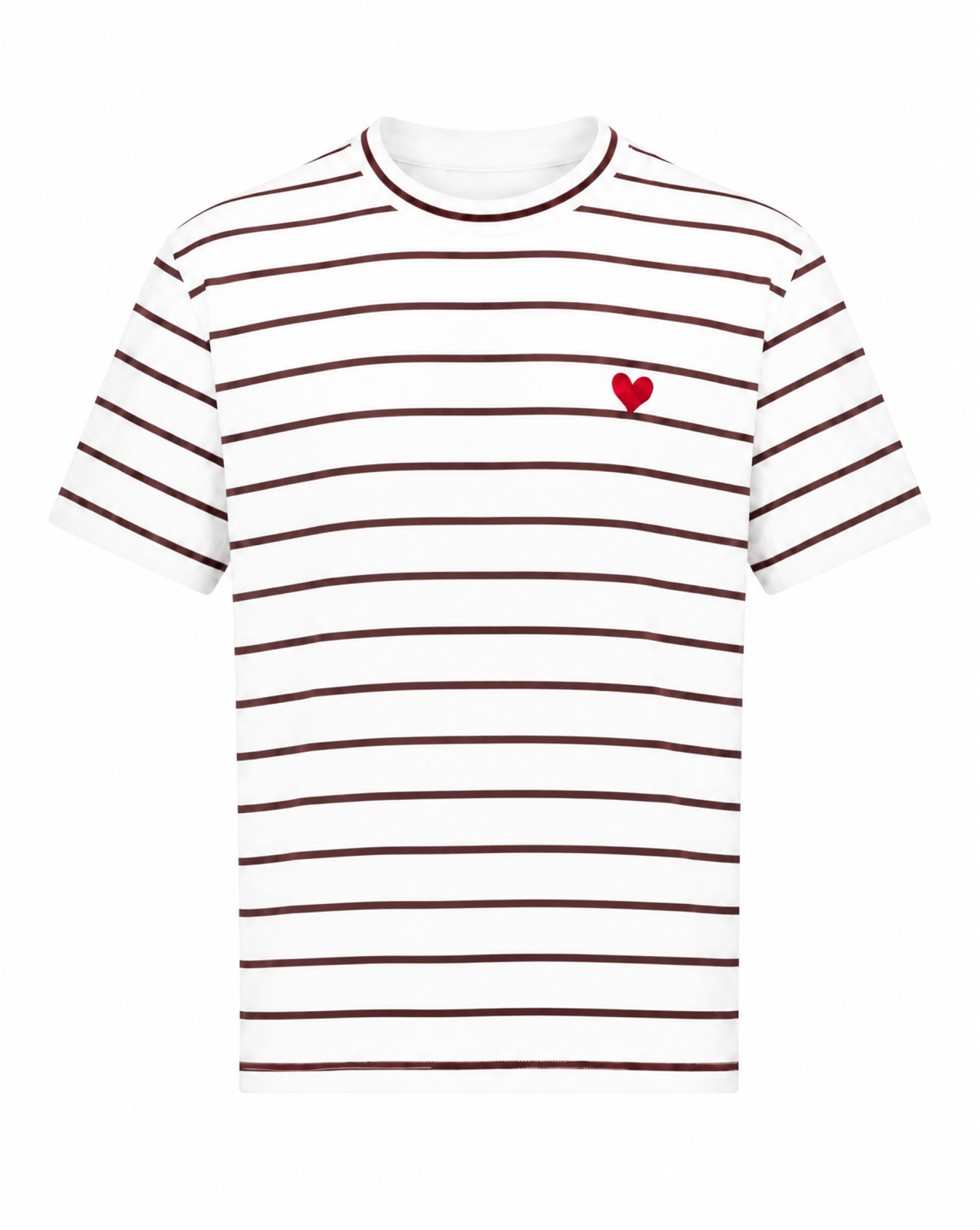 T-Shirt mit Streifen und Herz-Stick