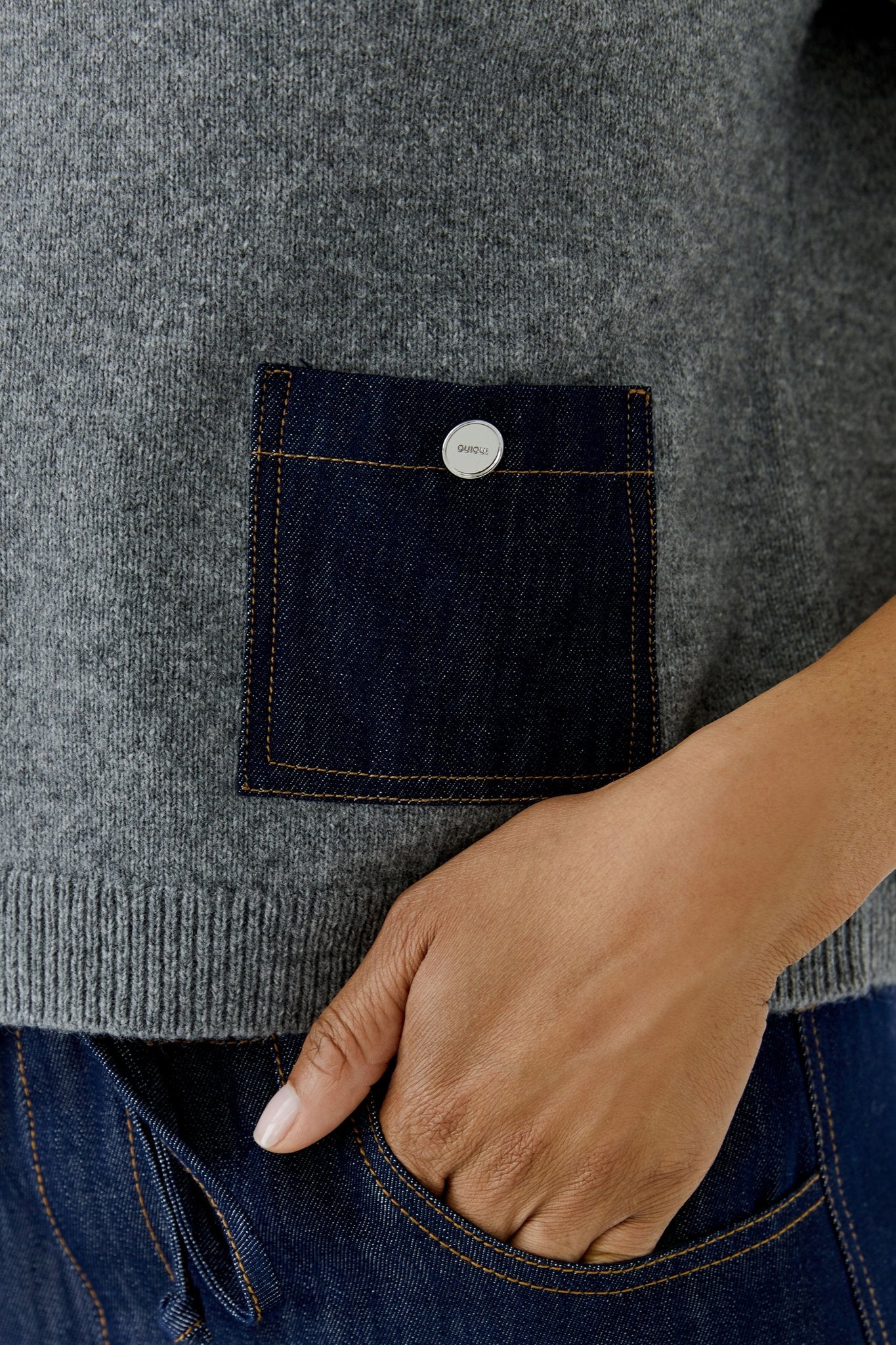 Oui Strickpullover Grey