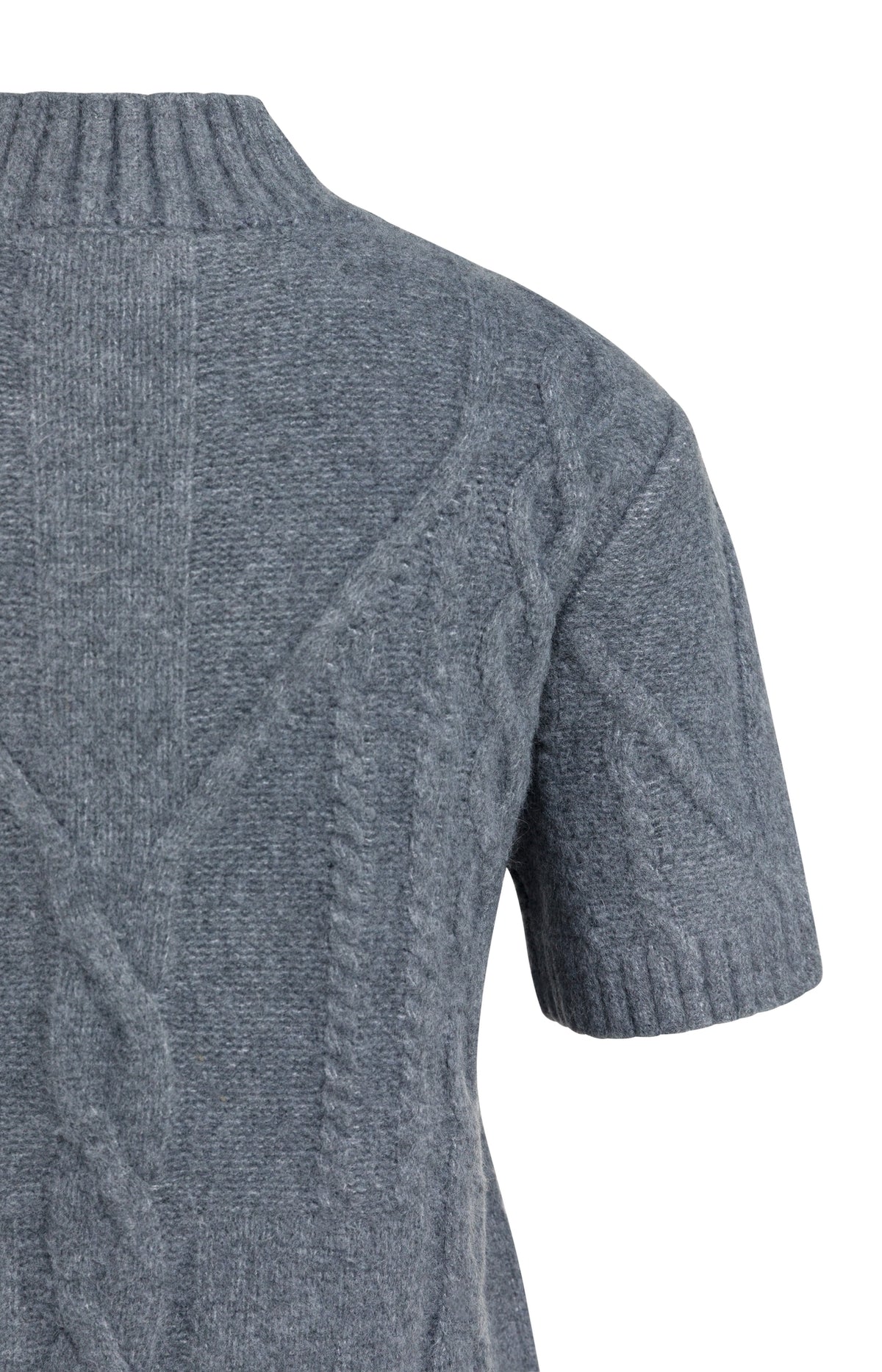 Kurzarmpullover mit Zopfmuster