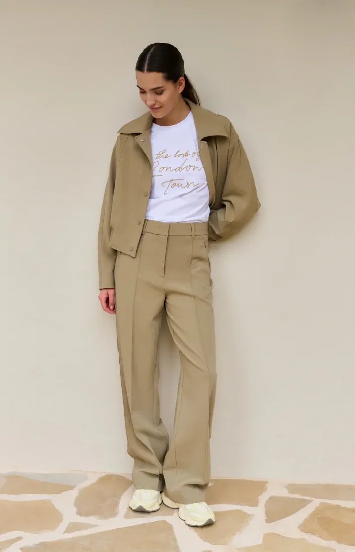 Yaya Business-Hosen Khaki Green