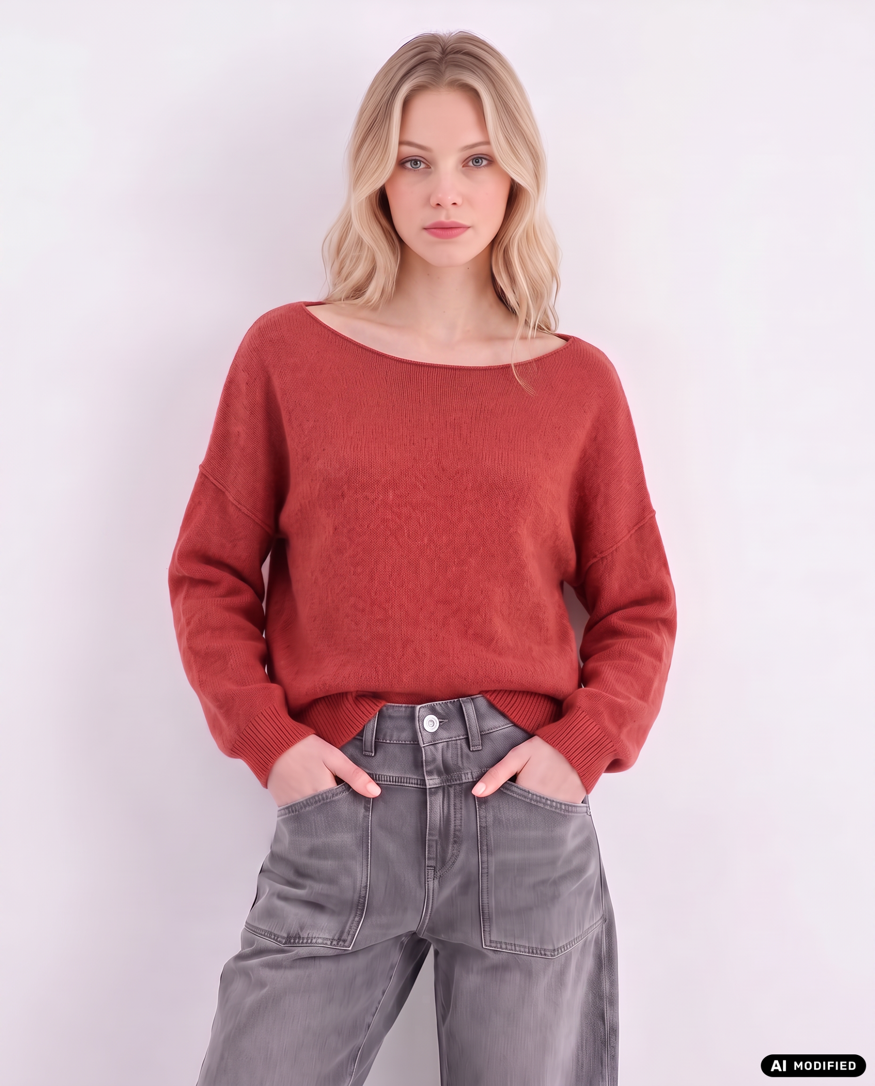 Strickpullover mit Rollkanten