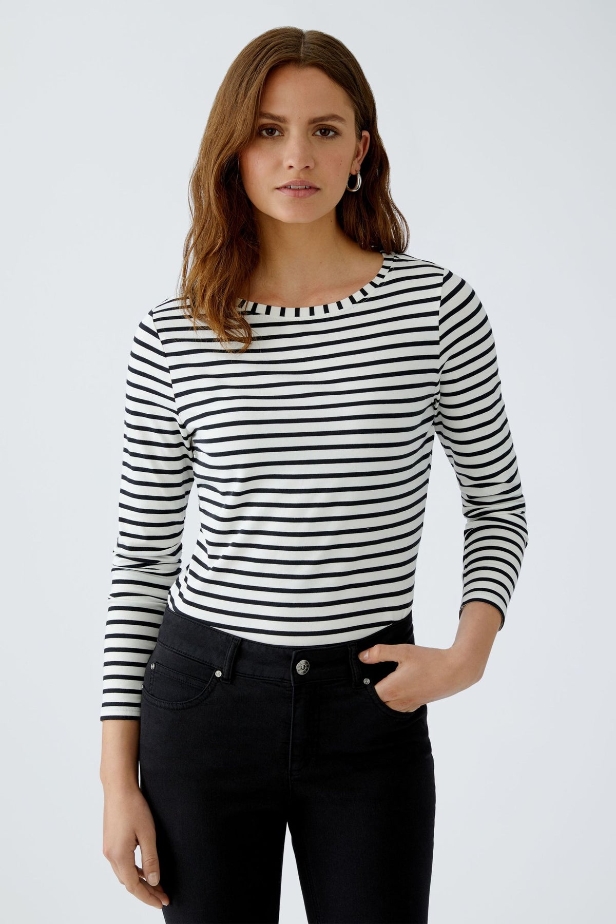 Oui Longsleeve Black Offwhite