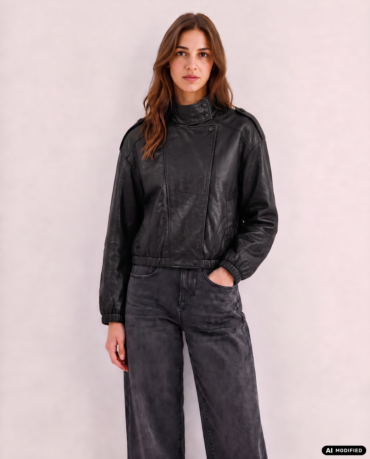 Kunstlederjacke mit Reisverschluss