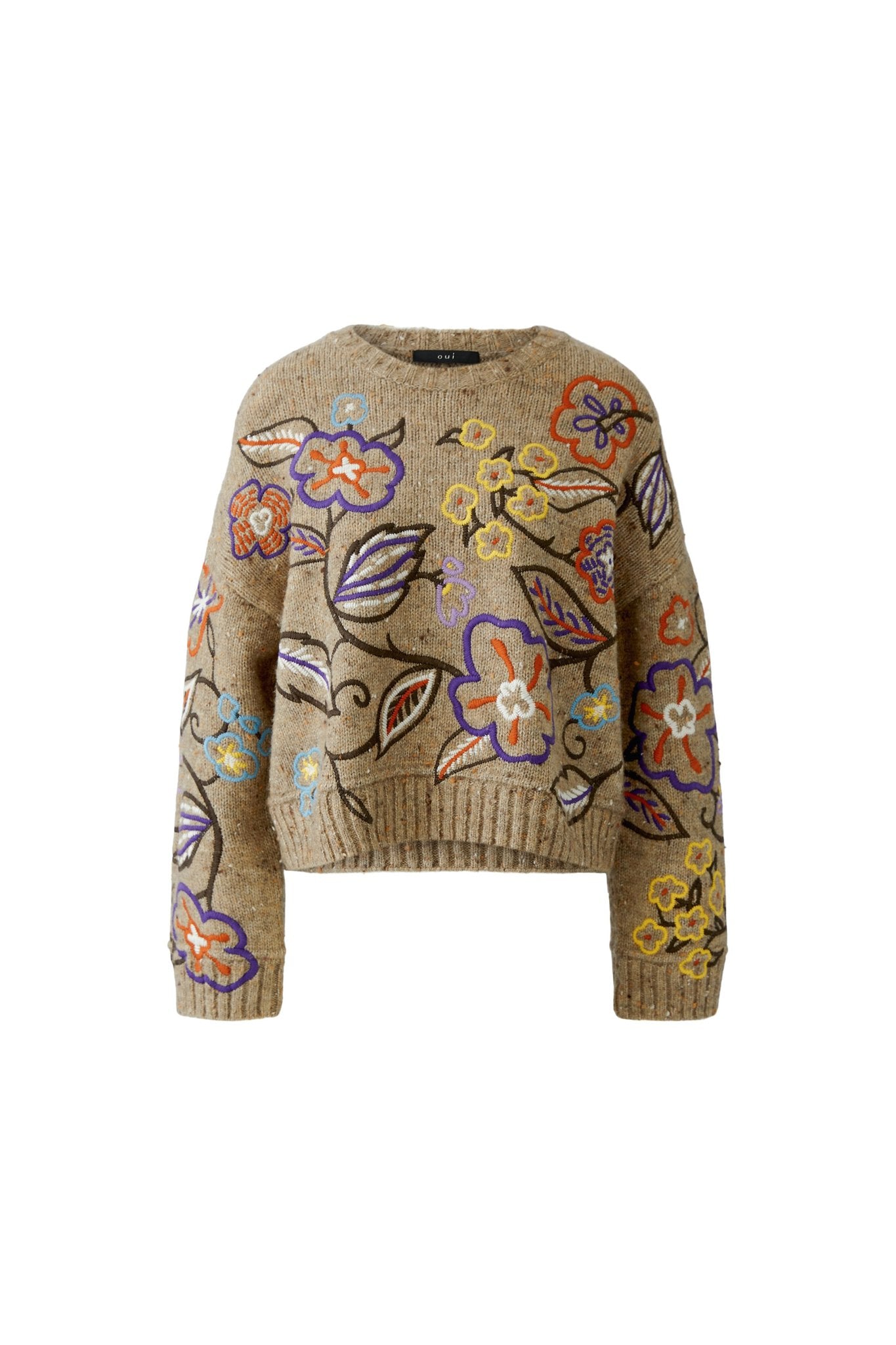 Strickpullover mit Blumenstickerei