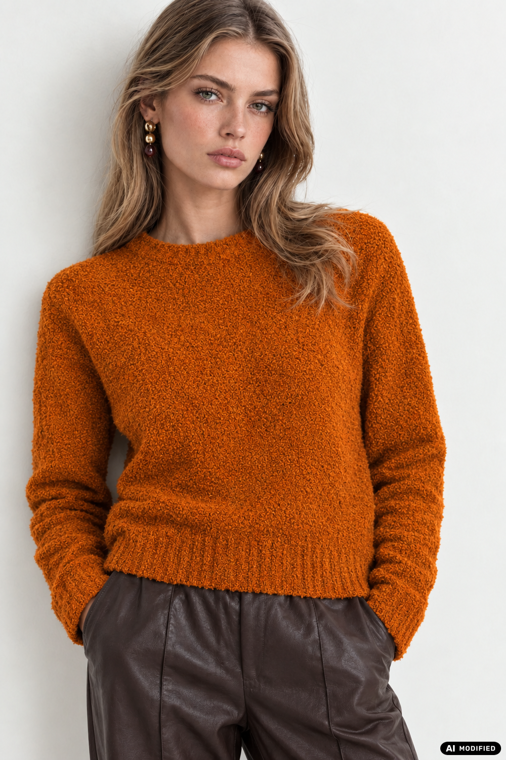 Bouclé-Pullover mit Wollanteil
