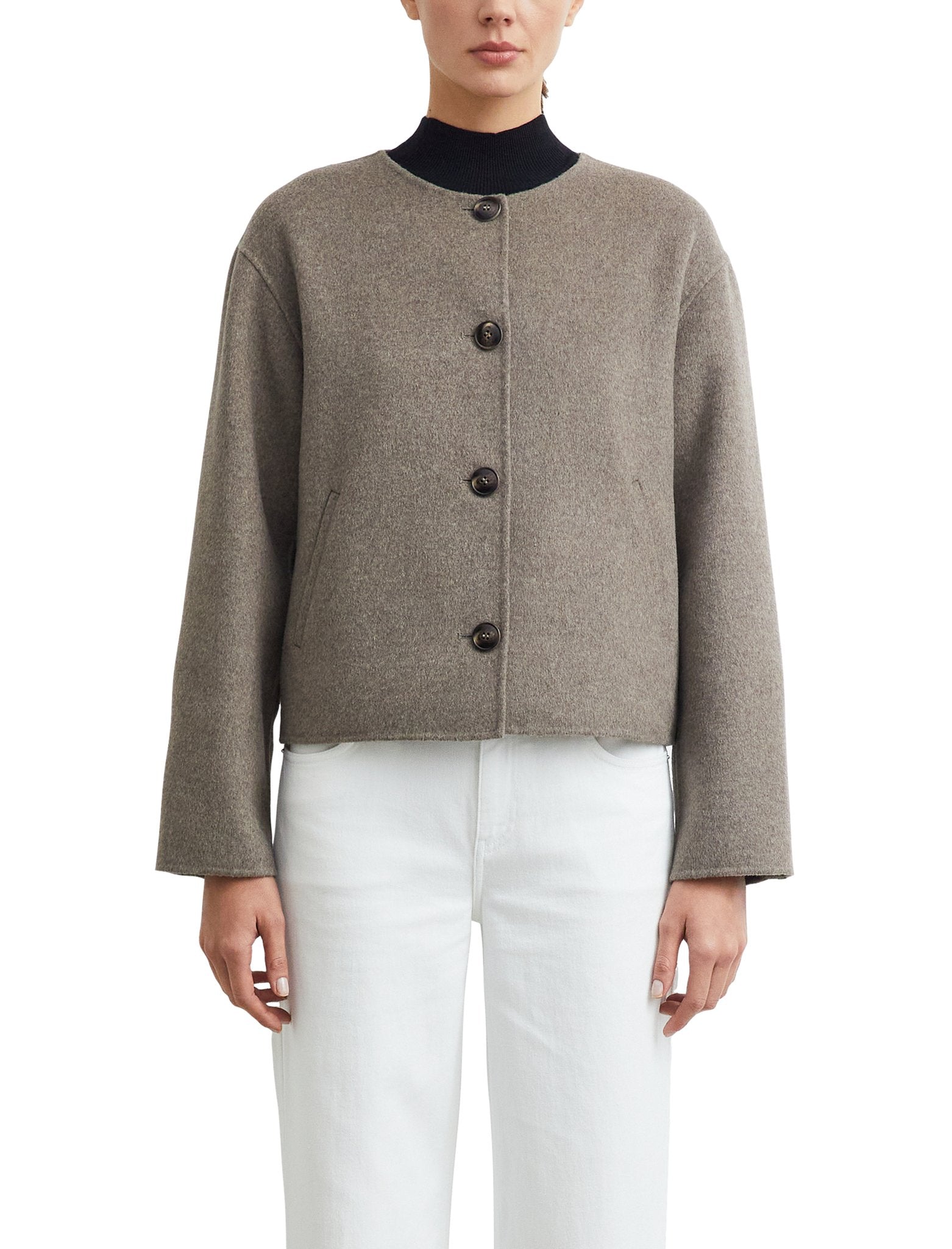 Doubleface-Jacke mit abnehmbarem Schal