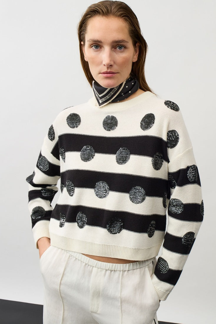 Strickpullover mit Paillettenpunkten