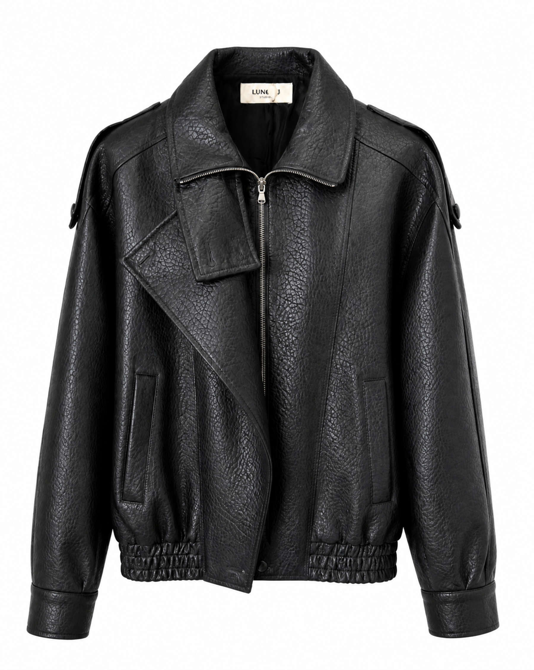 Kunstlederjacke mit Reverskragen
