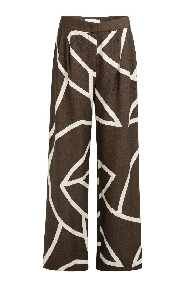 Gewebte Hose mit weitem Bein und Print