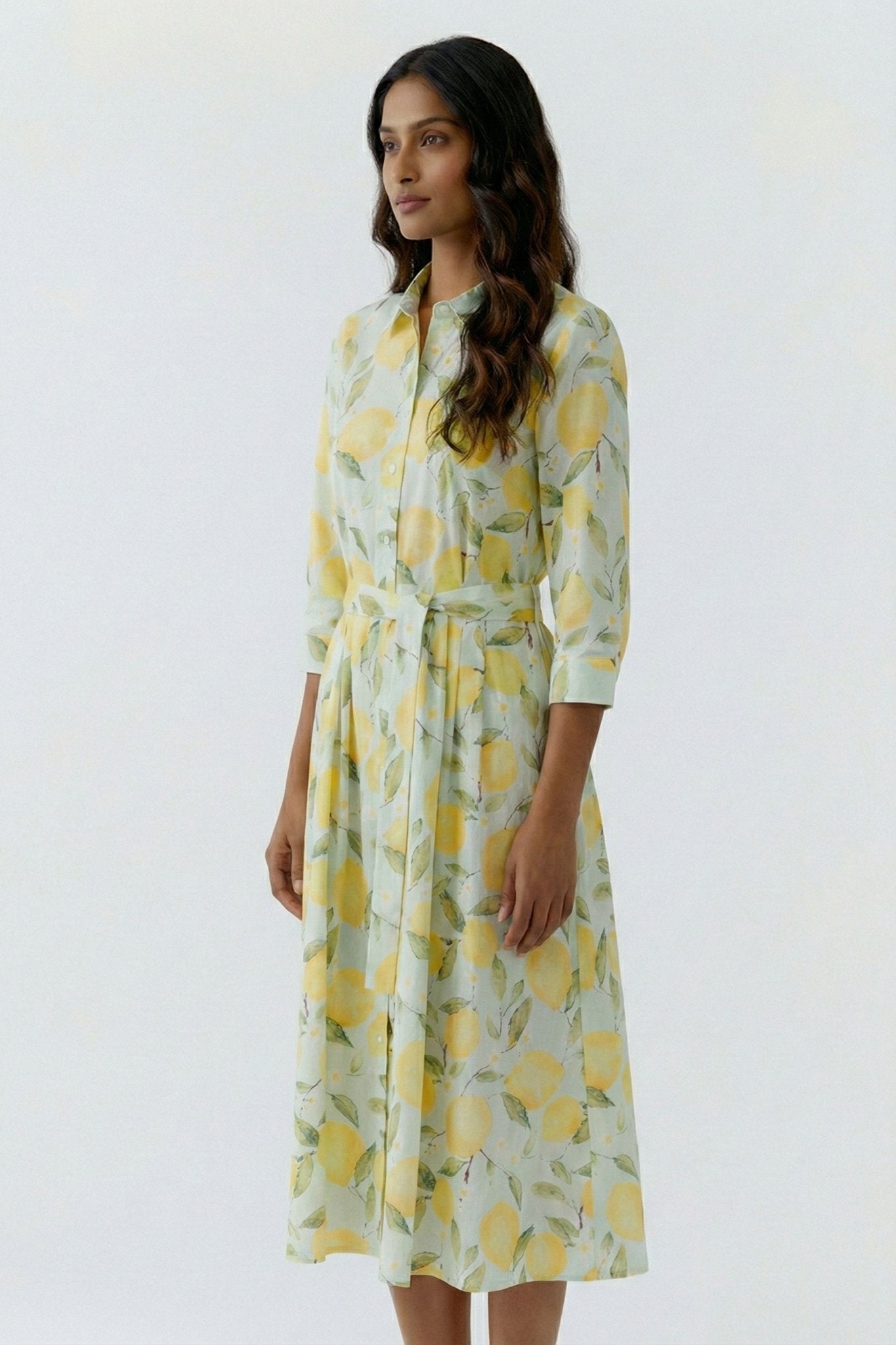Hemdblusenkleid mit Zitronen-Print