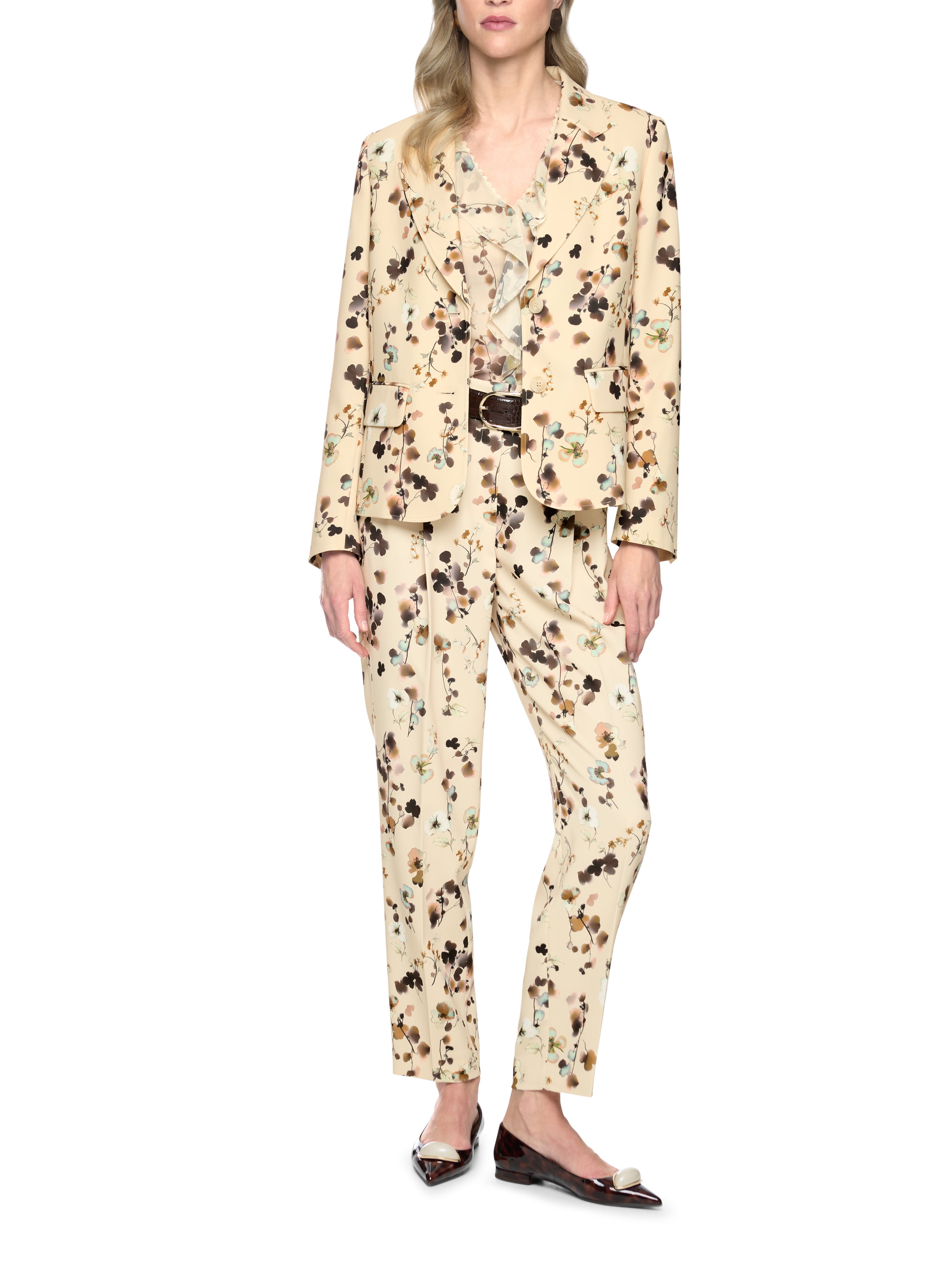 Taillierter Flower-Print-Blazer