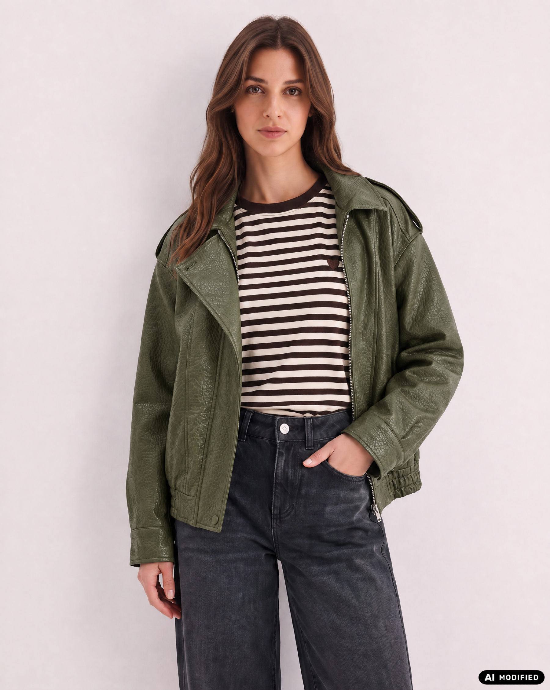 Kunstlederjacke mit Reverskragen