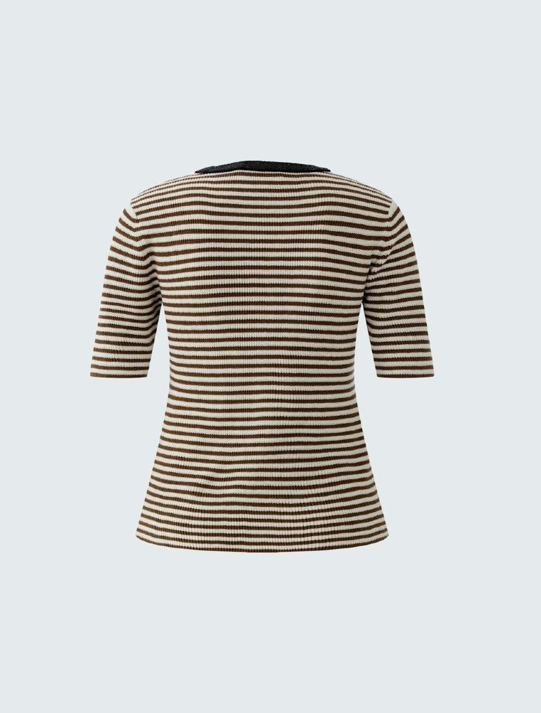 Oui Strickpullover Brown White