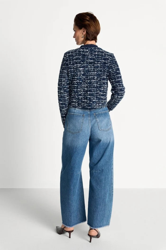 Bouclé-Cardigan mit Metallknöpfen
