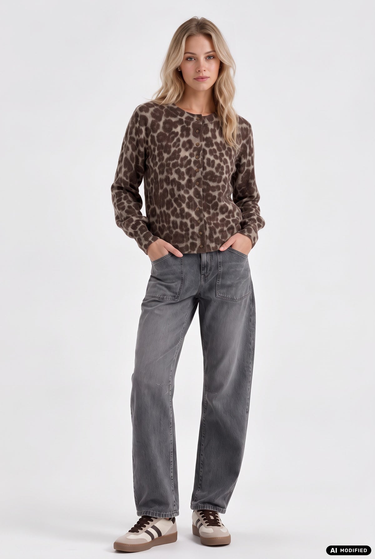 Strickjacke mit Animal-Print