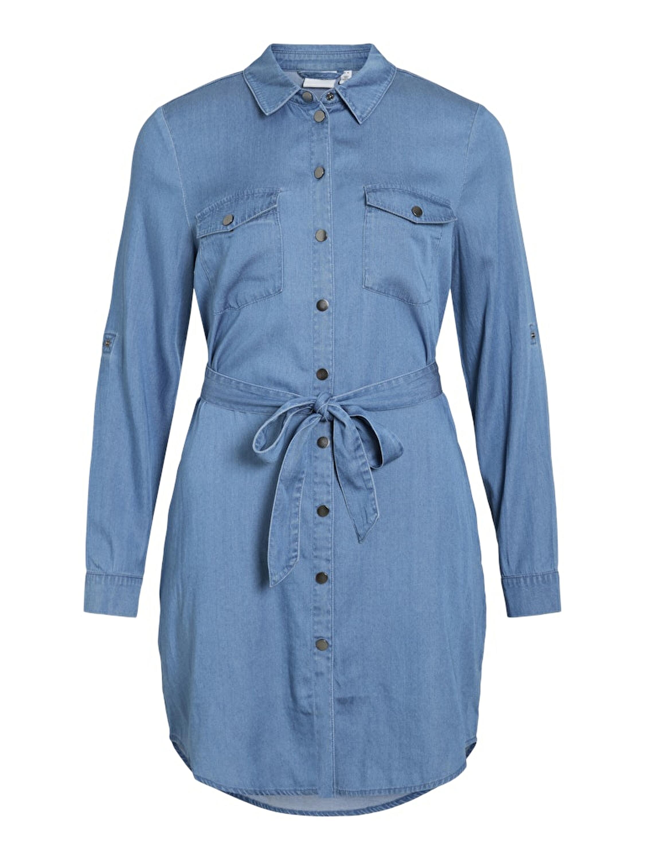 VILA Kleider Medium Blue Denim